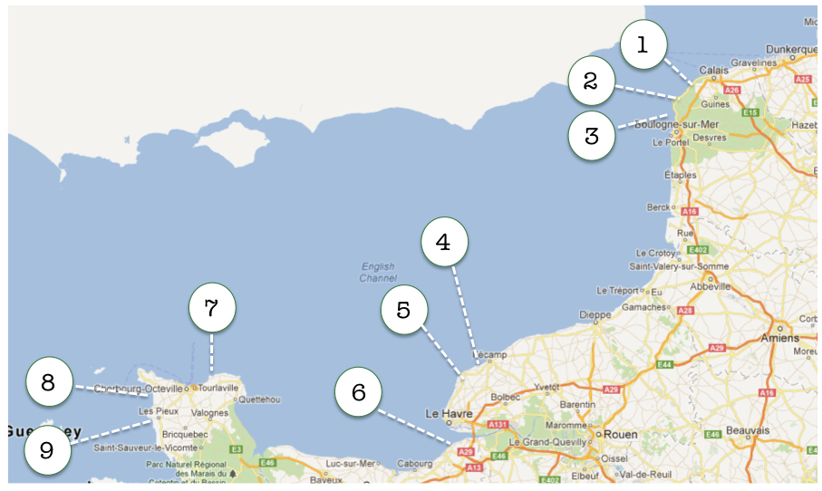 Overzicht normandie surfen