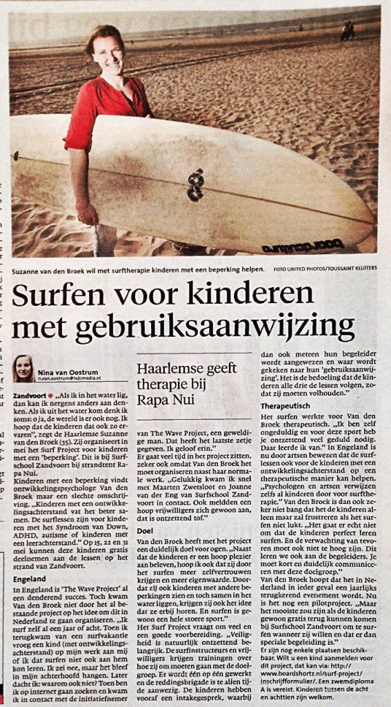 SurfProject in Haarlems Dagblad