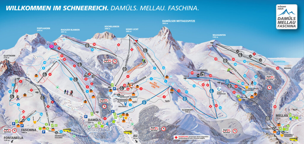 skikaart mellau damuls skimap mellau damuls