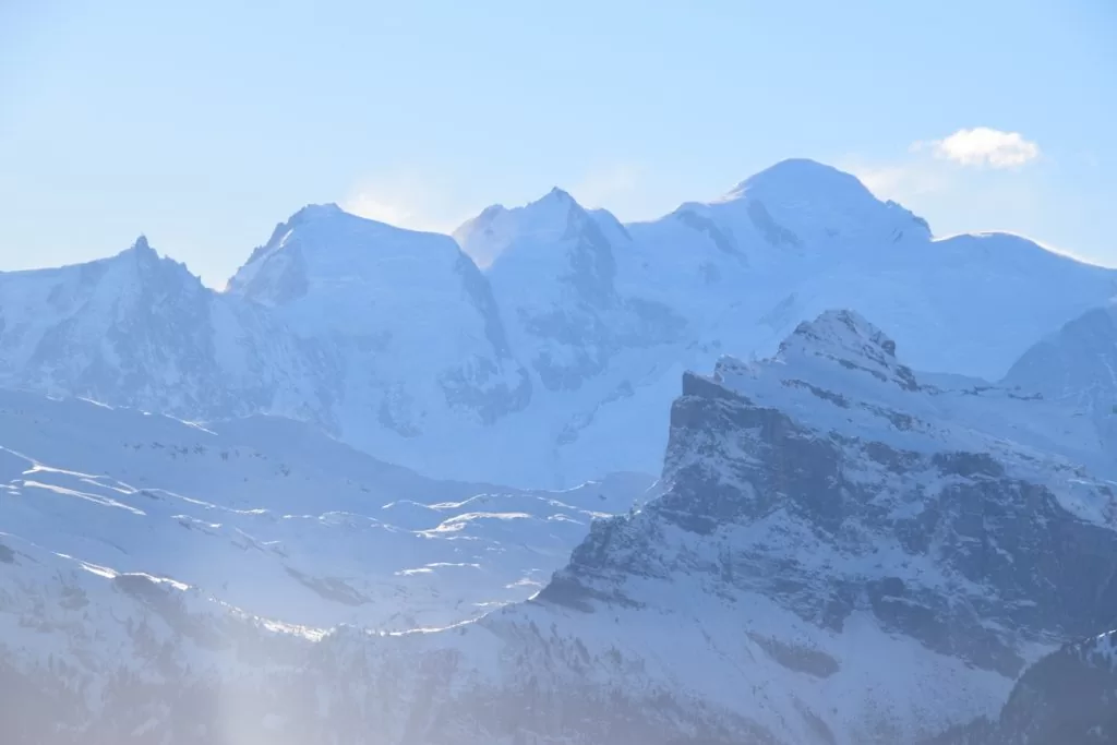 Mont Blanc vanaf Les Gets dichtbij Geneve