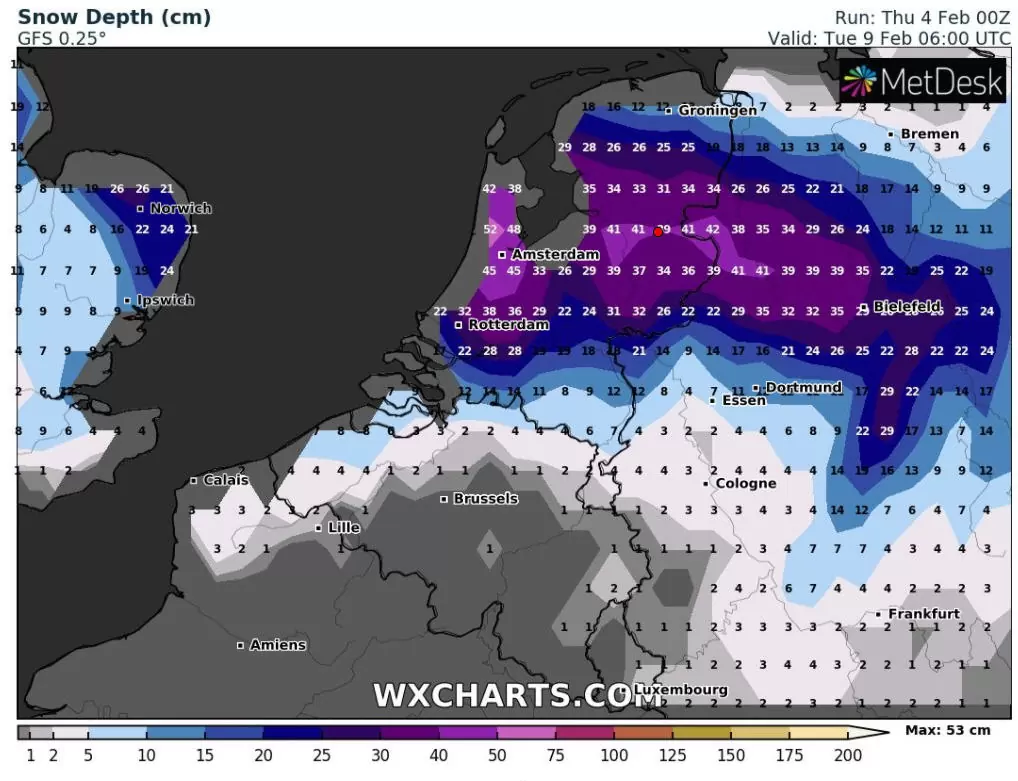 sneeuw voorspelling NEderland